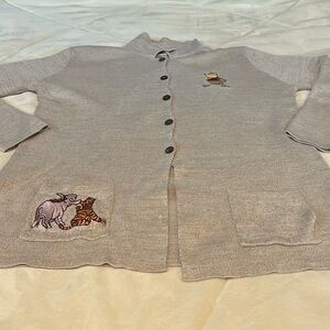 Vintage Disney Store Pooh's Autumn Day button down sweater, size medium